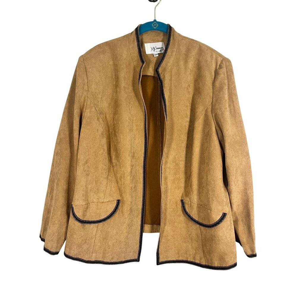 Retro Suede Blazer Tank Brown 16W Neutral Minimalist Work